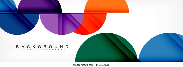 Fondo abstracto geométrico moderno - círculos. Plantilla de diseño de presentación comercial o tecnológica, patrón de folleto o volante, o banner web de vector geométrico