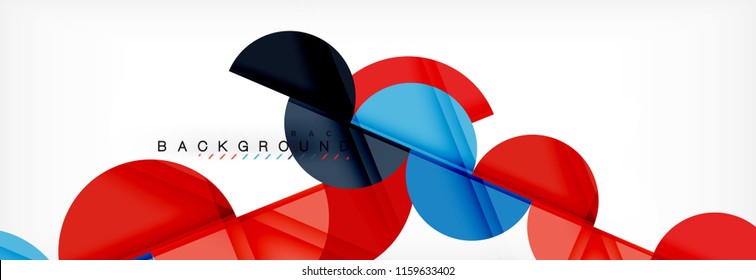 Fondo abstracto geométrico moderno - círculos. Plantilla de diseño de presentación comercial o tecnológica, patrón de folleto o volante, o banner web de vector geométrico