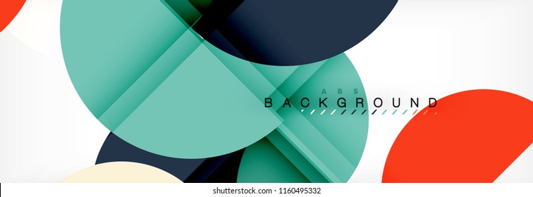 Fondo abstracto geométrico moderno - círculos. Plantilla de diseño de presentación comercial o tecnológica, patrón de folleto o volante, o banner web de vector geométrico