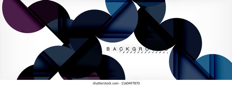 Fondo abstracto geométrico moderno - círculos. Plantilla de diseño de presentación comercial o tecnológica, patrón de folleto o volante, o banner web de vector geométrico