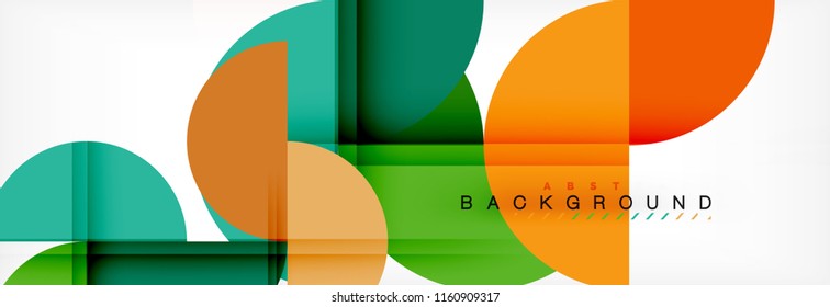 Fondo abstracto geométrico moderno - círculos. Plantilla de diseño de presentación comercial o tecnológica, patrón de folleto o volante, o banner web de vector geométrico
