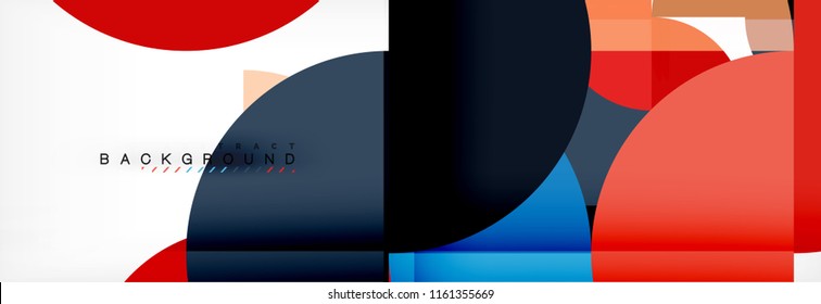 Fondo abstracto geométrico moderno - círculos. Plantilla de diseño de presentación comercial o tecnológica, patrón de folleto o volante, o banner web de vector geométrico