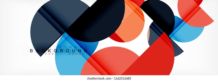 Fondo abstracto geométrico moderno - círculos. Plantilla de diseño de presentación comercial o tecnológica, patrón de folleto o volante, o banner web de vector geométrico
