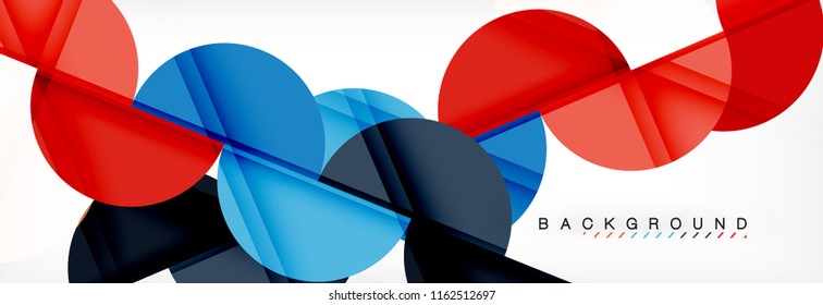 Fondo abstracto geométrico moderno - círculos. Plantilla de diseño de presentación comercial o tecnológica, patrón de folleto o volante, o banner web de vector geométrico