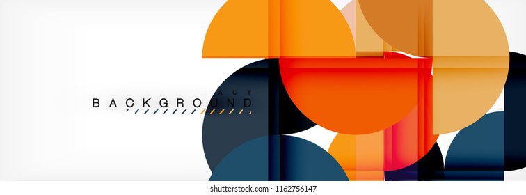 Fondo abstracto geométrico moderno - círculos. Plantilla de diseño de presentación comercial o tecnológica, patrón de folleto o volante, o banner web de vector geométrico
