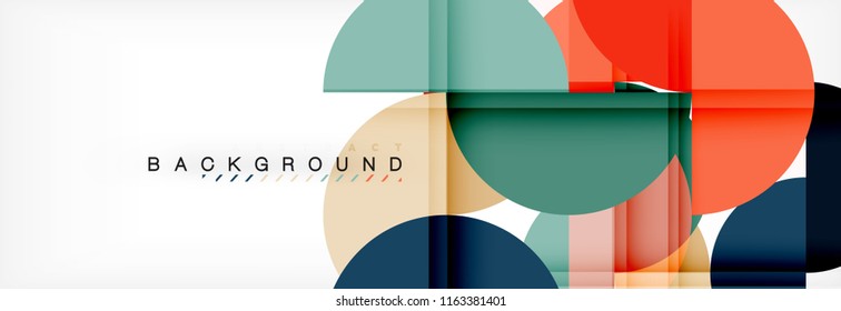 Fondo abstracto geométrico moderno - círculos. Plantilla de diseño de presentación comercial o tecnológica, patrón de folleto o volante, o banner web de vector geométrico