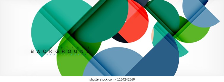 Fondo abstracto geométrico moderno - círculos. Plantilla de diseño de presentación comercial o tecnológica, patrón de folleto o volante, o banner web de vector geométrico