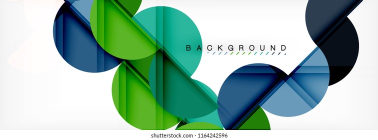 Fondo abstracto geométrico moderno - círculos. Plantilla de diseño de presentación comercial o tecnológica, patrón de folleto o volante, o banner web de vector geométrico