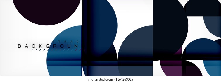 Fondo abstracto geométrico moderno - círculos. Plantilla de diseño de presentación comercial o tecnológica, patrón de folleto o volante, o banner web de vector geométrico