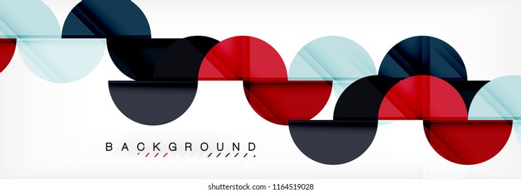 Fondo abstracto geométrico moderno - círculos. Plantilla de diseño de presentación comercial o tecnológica, patrón de folleto o volante, o banner web de vector geométrico