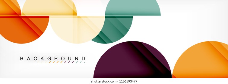 Fondo abstracto geométrico moderno - círculos. Plantilla de diseño de presentación comercial o tecnológica, patrón de folleto o volante, o banner web de vector geométrico