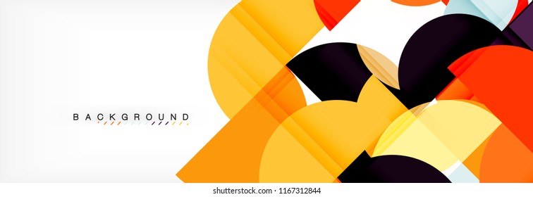 Fondo abstracto geométrico moderno - círculos. Plantilla de diseño de presentación comercial o tecnológica, patrón de folleto o volante, o banner web de vector geométrico