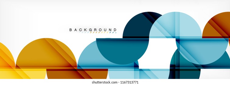 Fondo abstracto geométrico moderno - círculos. Plantilla de diseño de presentación comercial o tecnológica, patrón de folleto o volante, o banner web de vector geométrico