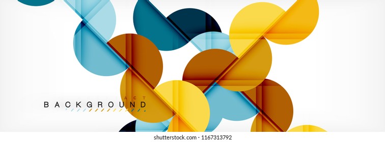 Moderner, geometrischer abstrakter Hintergrund - Kreise. Design-Vorlage für Geschäfts- oder Technologiepräsentationen, Broschüren oder Faltmuster für Flyer oder geometrischer Vektorgrafik-Webbanner