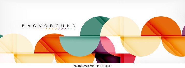 Fondo abstracto geométrico moderno - círculos. Plantilla de diseño de presentación comercial o tecnológica, patrón de folleto o volante, o banner web de vector geométrico