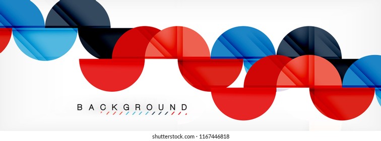 Fondo abstracto geométrico moderno - círculos. Plantilla de diseño de presentación comercial o tecnológica, patrón de folleto o volante, o banner web de vector geométrico