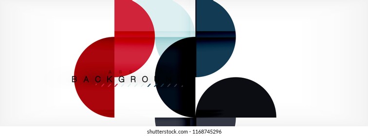 Fondo abstracto geométrico moderno - círculos. Plantilla de diseño de presentación comercial o tecnológica, patrón de folleto o volante, o banner web de vector geométrico