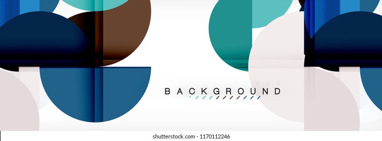 Fondo abstracto geométrico moderno - círculos. Plantilla de diseño de presentación comercial o tecnológica, patrón de folleto o volante, o banner web de vector geométrico