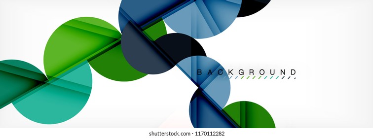 Fondo abstracto geométrico moderno - círculos. Plantilla de diseño de presentación comercial o tecnológica, patrón de folleto o volante, o banner web de vector geométrico