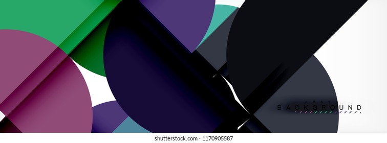 Fondo abstracto geométrico moderno - círculos. Plantilla de diseño de presentación comercial o tecnológica, patrón de folleto o volante, o banner web de vector geométrico