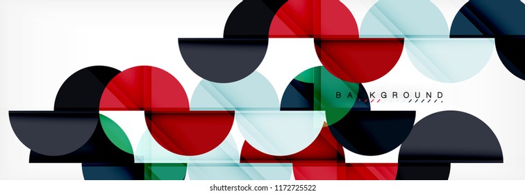 Modern geometrical abstract background - circles. Business or technology presentation design template, brochure or flyer pattern, or geometric vector web banner