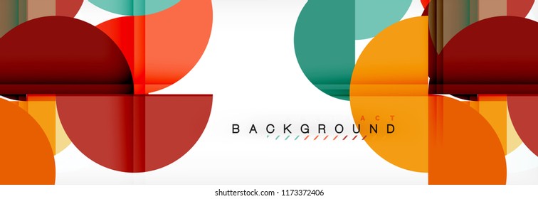 Fondo abstracto geométrico moderno - círculos. Plantilla de diseño de presentación comercial o tecnológica, patrón de folleto o volante, o banner web de vector geométrico