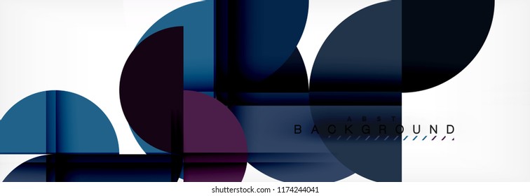 Fondo abstracto geométrico moderno - círculos. Plantilla de diseño de presentación comercial o tecnológica, patrón de folleto o volante, o banner web de vector geométrico