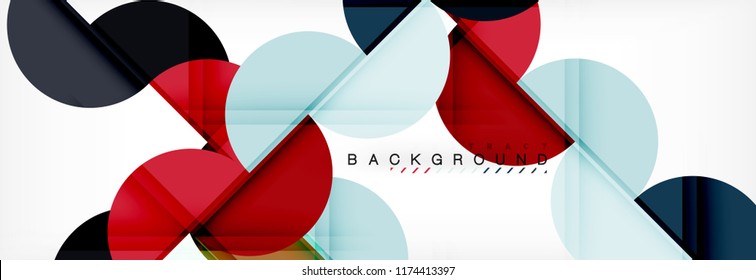 Fondo abstracto geométrico moderno - círculos. Plantilla de diseño de presentación comercial o tecnológica, patrón de folleto o volante, o banner web de vector geométrico