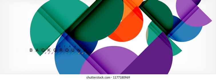 Fondo abstracto geométrico moderno - círculos. Plantilla de diseño de presentación comercial o tecnológica, patrón de folleto o volante, o banner web de vector geométrico