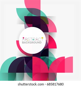 Fondo abstracto geométrico moderno - círculos. Plantilla de diseño de presentación comercial o tecnológica, patrón de folleto o folleto, o banner web geométrico