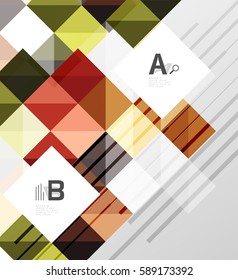 Modern geometrical abstract background, squares with infographics sample text