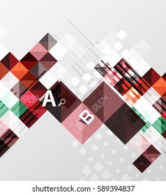 Modern geometrical abstract background, squares with infographics sample text