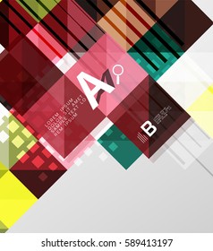 Modern geometrical abstract background, squares with infographics sample text