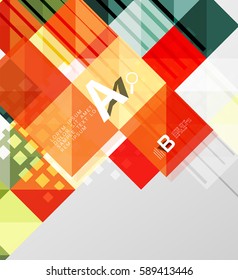Modern geometrical abstract background, squares with infographics sample text