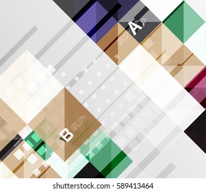 Modern geometrical abstract background, squares with infographics sample text