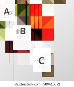 Modern geometrical abstract background, squares with infographics sample text