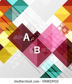 Modern geometrical abstract background, squares with infographics sample text
