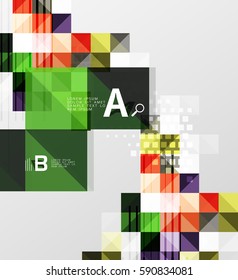 Moderner, geometrischer abstrakter Hintergrund, Quadrate mit Infografik-Beispieltext