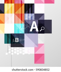 Modern geometrical abstract background, squares with infographics sample text