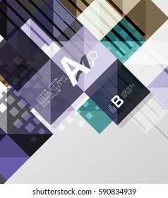 Modern geometrical abstract background, squares with infographics sample text