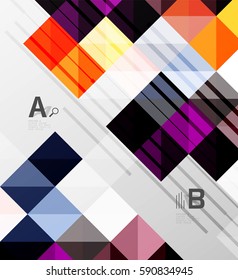 Modern geometrical abstract background, squares with infographics sample text