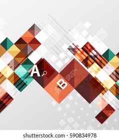Modern geometrical abstract background, squares with infographics sample text