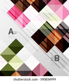 Modern geometrical abstract background, squares with infographics sample text