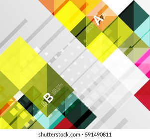 Modern geometrical abstract background, squares with infographics sample text