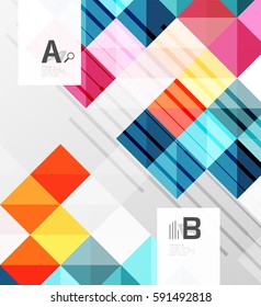 Modern geometrical abstract background, squares with infographics sample text