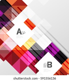 Modern geometrical abstract background, squares with infographics sample text