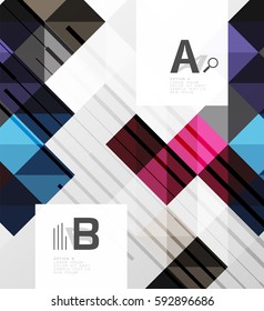 Modern geometrical abstract background, squares with infographics sample text