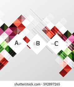 Modern geometrical abstract background, squares with infographics sample text