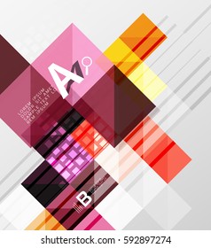 Modern geometrical abstract background, squares with infographics sample text
