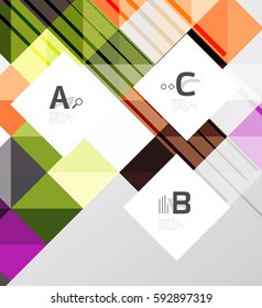 Modern geometrical abstract background, squares with infographics sample text